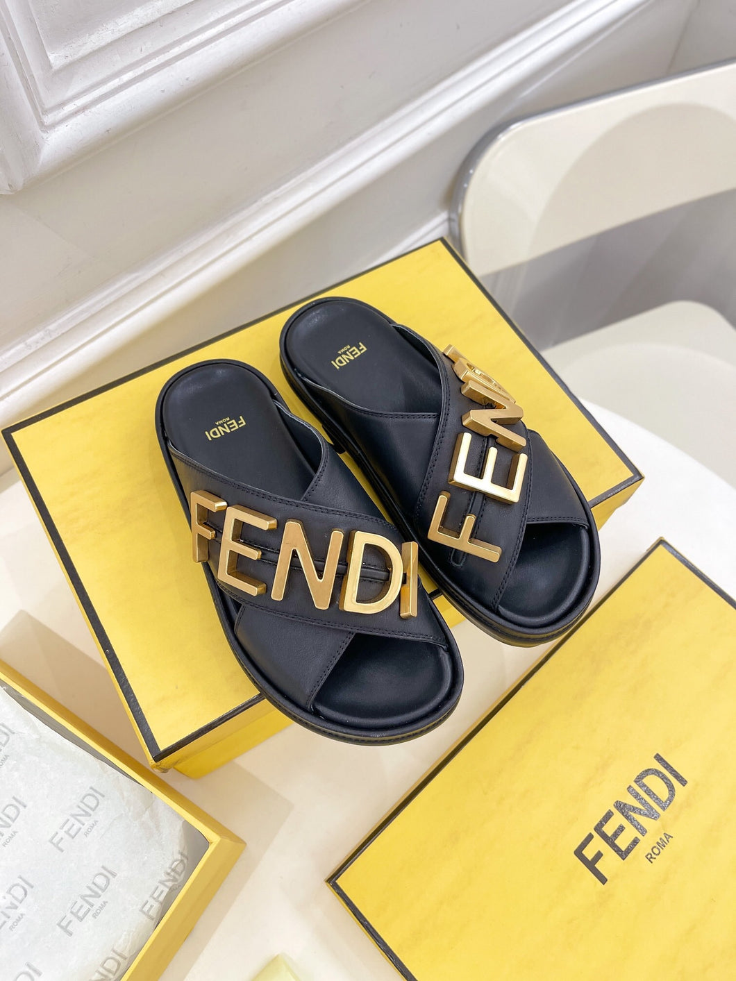 Gold Strap Slides (3)