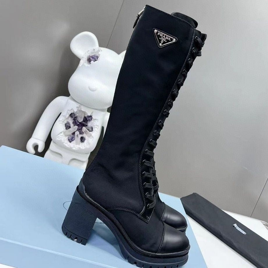 Lace Up Block Boots